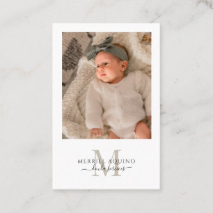 Carte De Visite Doula Services Baby Photo Monogramme