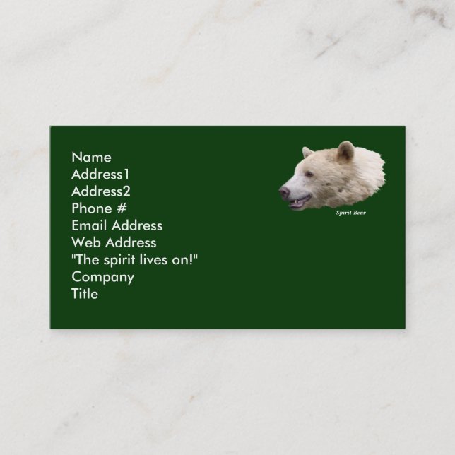 Carte de visite d'ours Kermode (Devant)