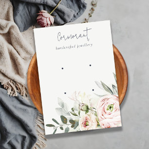 Carte De Visite Doux Blush Green Peony Floral 2 Porte-oreilles