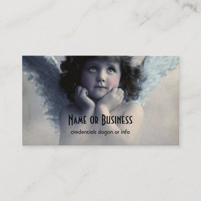 Carte De Visite Doux Rosy Cheeked Angel Vintage dans les nuages (Devant)