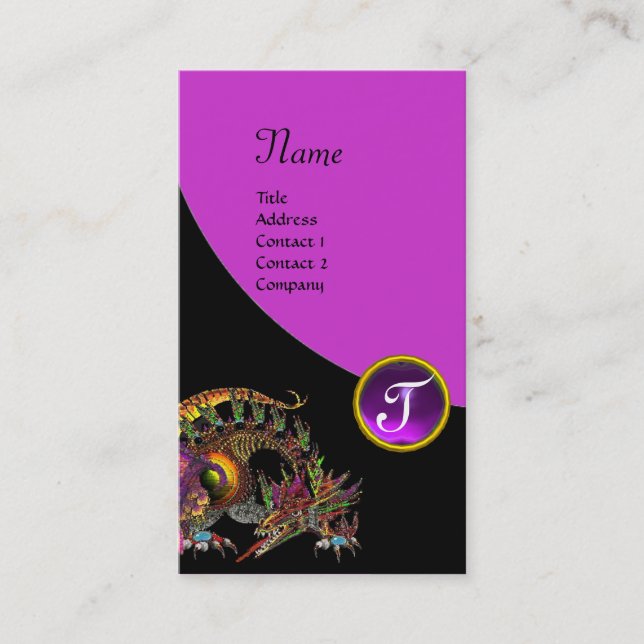 Carte De Visite DRAGO/DRAGON GEMSTONE MONOGRAMME violet violet noi (Devant)