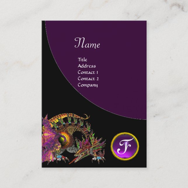 Carte De Visite DRAGO GEM STONE MONOGRAMME noir violet pourpre (Devant)