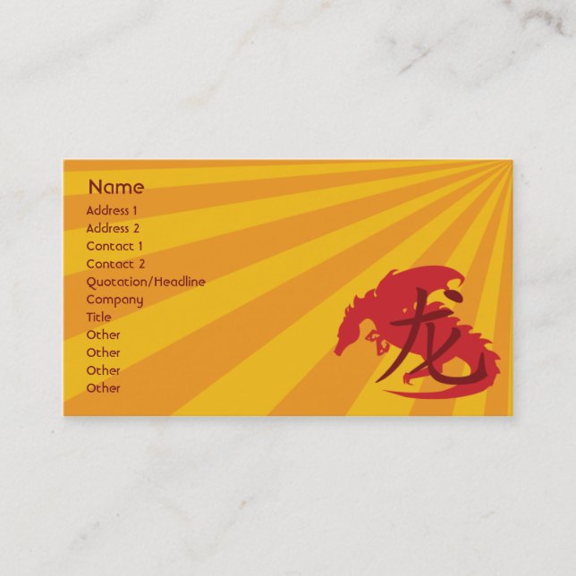 Carte De Visite Dragon - affaires (Devant)
