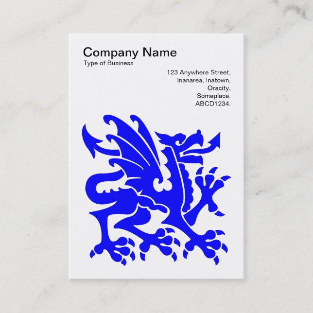 Carte De Visite Dragon - Bleu sur Blanc (Devant)