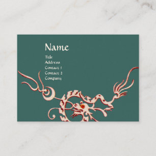 Carte De Visite DRAGON DE MER 2 MONOGRAS vert rouge noir et blanc