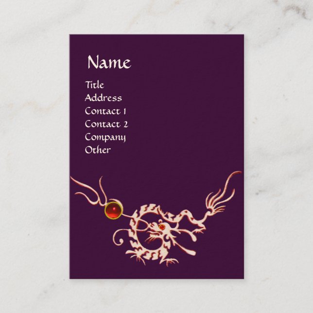 Carte De Visite DRAGON DES MERS 2 RUBIS MONOGRAMME blanc rouge vio (Devant)