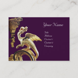 Carte De Visite DRAGON D'OR EN MONogramme PURPLE
