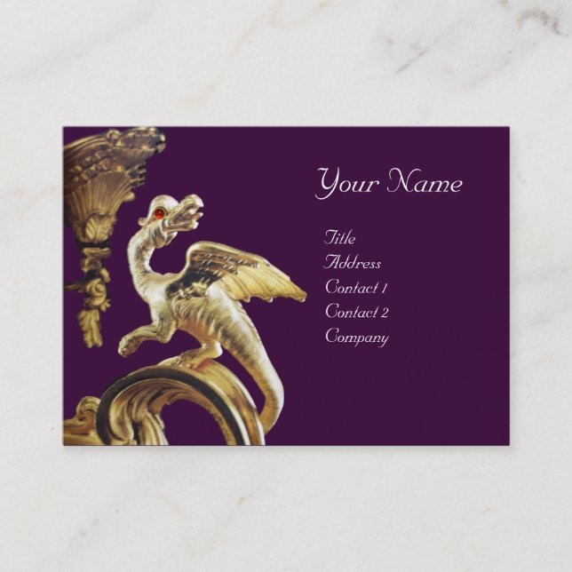 Carte De Visite DRAGON D'OR EN MONogramme PURPLE (Devant)
