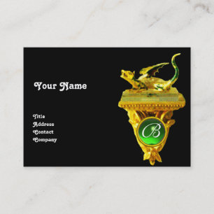 Carte De Visite DRAGON D'OR GEMME MONOGRAMME,jaune noir,vert
