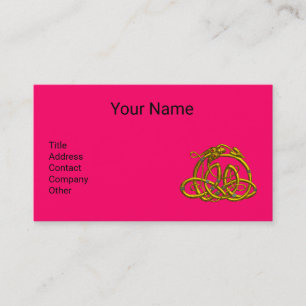 Carte De Visite DRAGON D'OR HYPER, NOEUDS CELTIQUES Fuchsia rose c