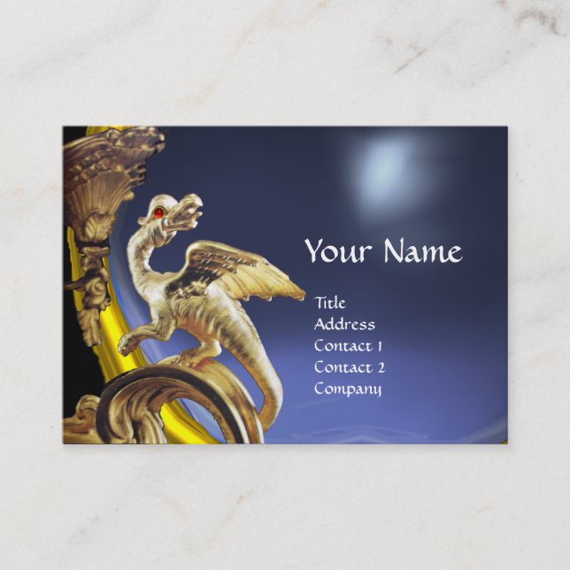 Carte De Visite DRAGON D'OR TOPAZ BLEU Monogramme (Devant)