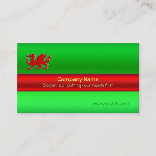 Carte De Visite Dragon gallois noir à l'aspect métallique vert (Devant)