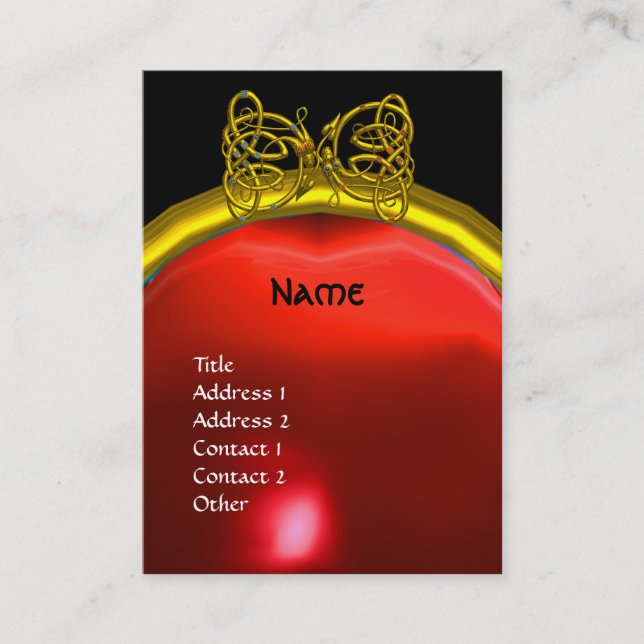 Carte De Visite DRAGON LOVE RUBY MONOGRAM rouge noir rose jaune (Devant)