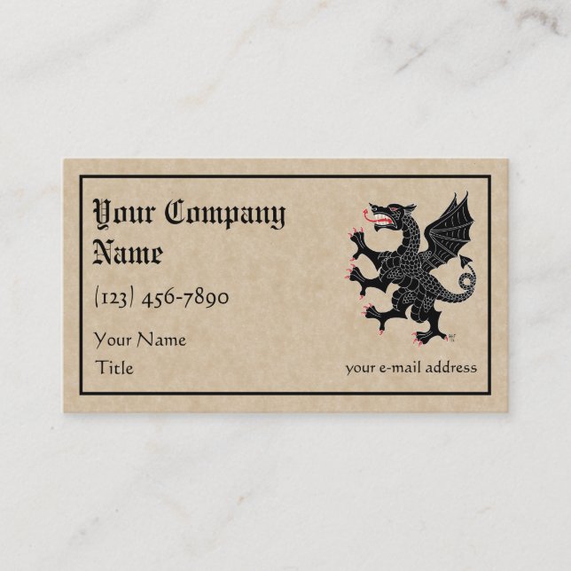Carte De Visite Dragon Rampant Sable (Devant)