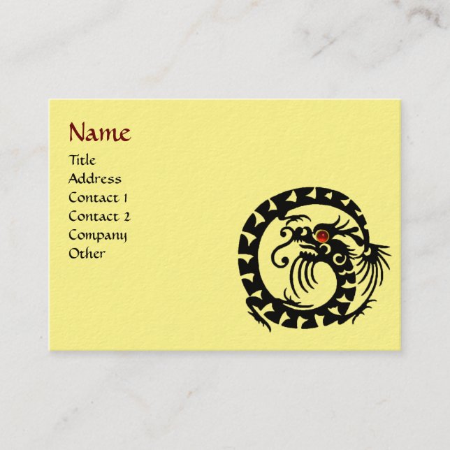 Carte De Visite DRAGON SERPENT RUBIS noir et blanc rouge jaune (Devant)