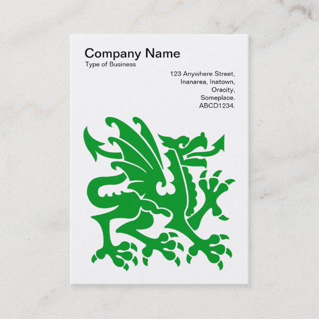 Carte De Visite Dragon - Vert d'herbe sur blanc (Devant)