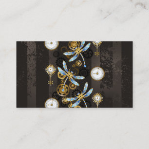 Carte De Visite Dragonflies de Steampunk sur arrière - plan rayé b
