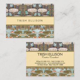 Carte De Visite Dragonflies Water Lilies Marais Art Nouveau