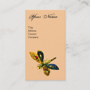 Carte De Visite DRAGONFLY ANTIQUE BIJOU MONOGRAMME ;Noir Rose