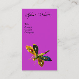 Carte De Visite DRAGONFLY ANTIQUE JOYAU MONOGRAMME Noir Violet