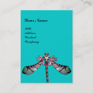 Carte De Visite DRAGONFLY FEMME IMAGINAIRE JEWEL rose Aqua bleu no