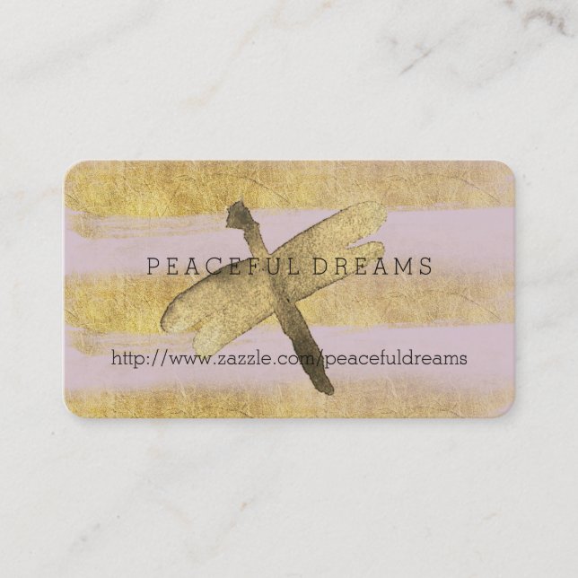 Carte De Visite Dragonfly Gold et Pink Stripes (Devant)