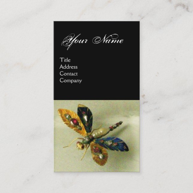 Carte De Visite DRAGONFLY JOYAU MONOGRAMME Antique ,Noir Blanc (Devant)