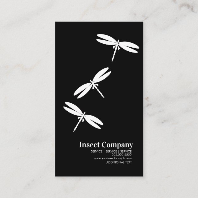 Carte De Visite Dragonfly Pest Control Company Logo noir blanc (Devant)