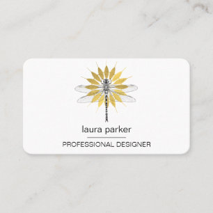 Carte De Visite Dragonfly Professional White Gold Floral