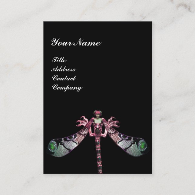 Carte De Visite DRAGONFLY, vert rose noir (Devant)