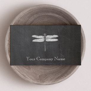 Carte De Visite Dragonfly Vintage Etching Chalkboard Look Black