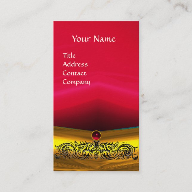 CARTE DE VISITE DRAGONS CELTIQUES D'OR ROUGE RUBY GEMSTONE MONOGRA (Devant)