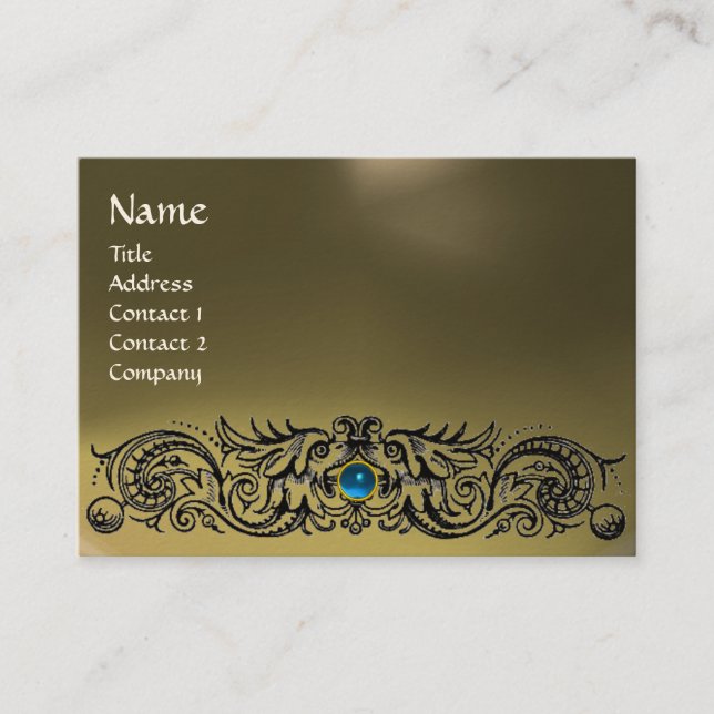 Carte De Visite DRAGONS CELTIQUES MONOGRAMME AGATE gris bleu saphi (Devant)