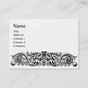 CARTE DE VISITE DRAGONS CELTIQUES MONOGRAMME BLANC NOIR