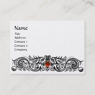 Carte De Visite DRAGONS CELTIQUES MONOGRAMME noir, papier métallis