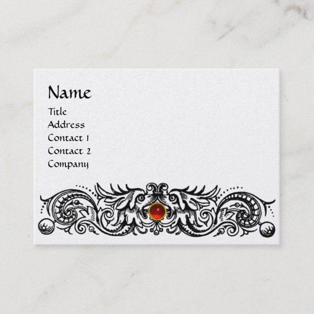 Carte De Visite DRAGONS CELTIQUES MONOGRAMME papier perlé (Devant)