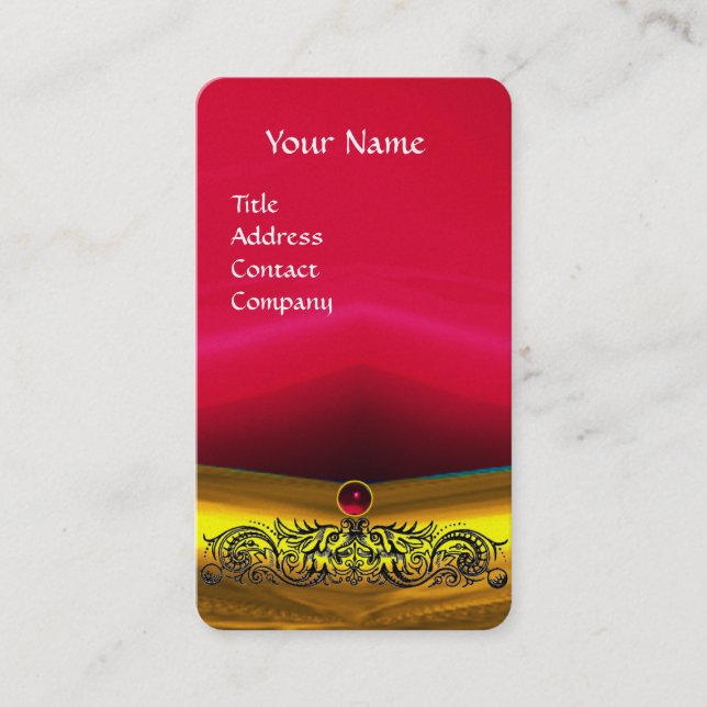 Carte De Visite DRAGONS EN CELTIQUE OR ROUGE RUBY GEM MONOGRAM, Pe (Devant)