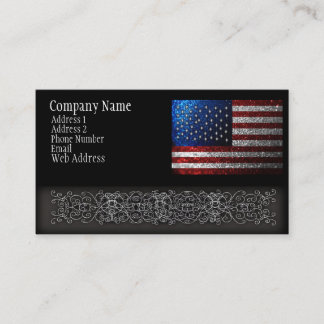 Carte De Visite Drapeau américain dans les parties scintillantes