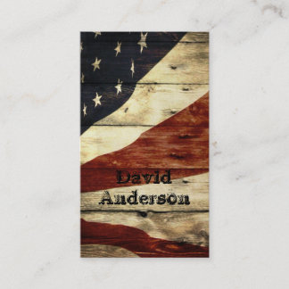 Carte De Visite Drapeau américain en bois de grange americana