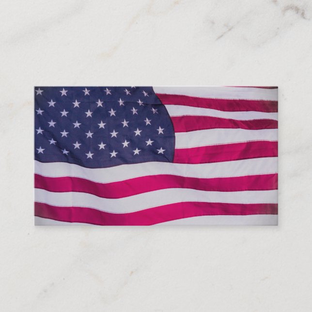 Carte De Visite Drapeau américain flottant dans le vent (Devant)