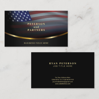Carte De Visite Drapeau américain | Gradation Concave Gold | Black