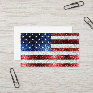 Carte De Visite drapeau américain rouge blanc brillant parties sci