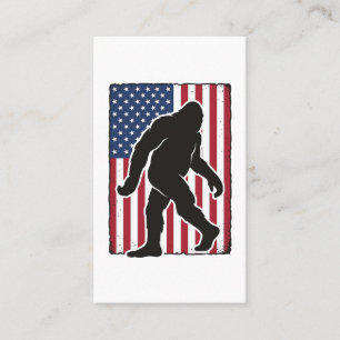 Carte De Visite Drapeau américain vintage silhouette Bigfoot vecte
