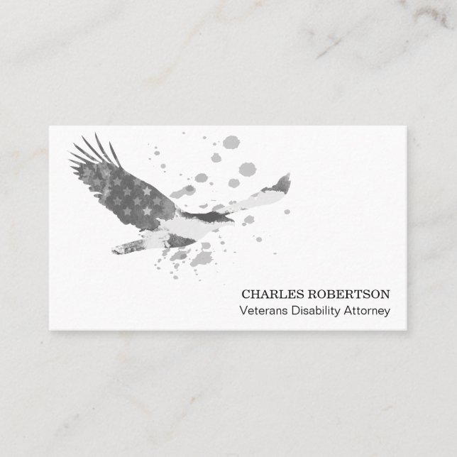 Carte De Visite ** Drapeau American Eagle Black White Simple USA (Devant)