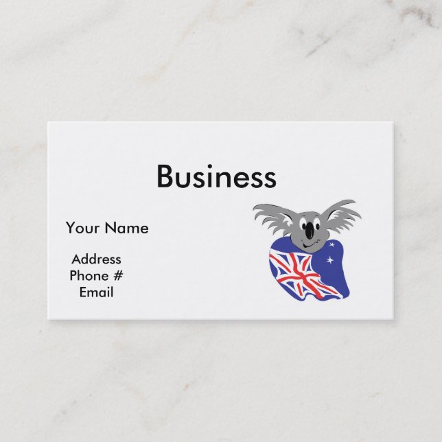 Carte De Visite drapeau australien avec koala en motif (Devant)
