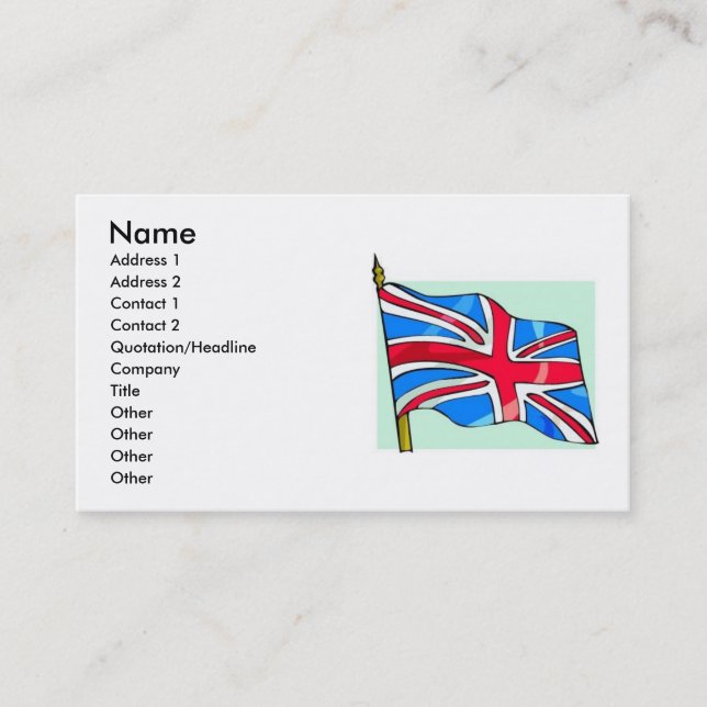 Carte de visite drapeau britannique (Devant)