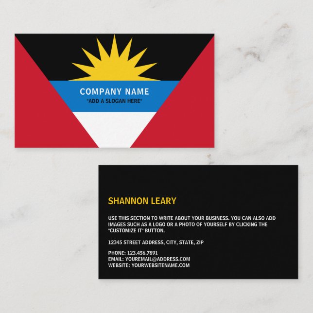 Carte De Visite Drapeau d'Antigua-et-Barbuda, Antiguan-Barbuda (Devant / Derrière)