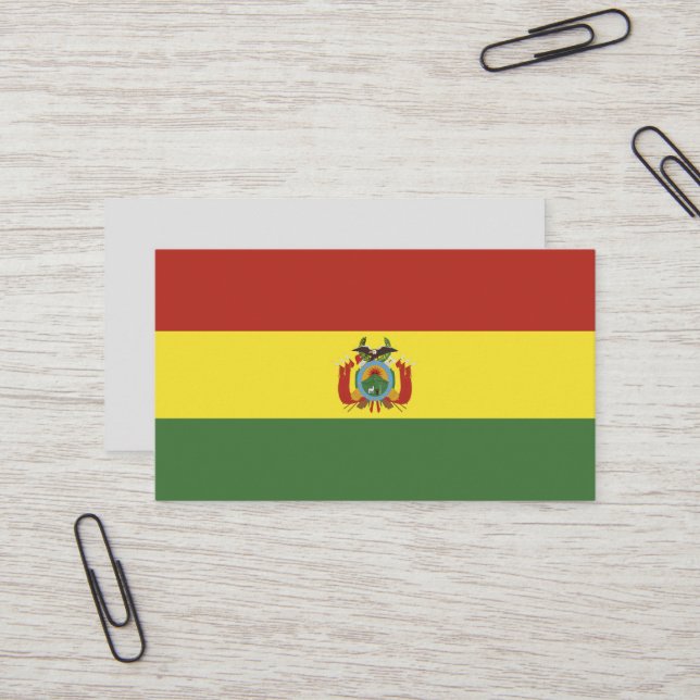 Carte De Visite Drapeau de la Bolivie (Devant/Arrière en situation)