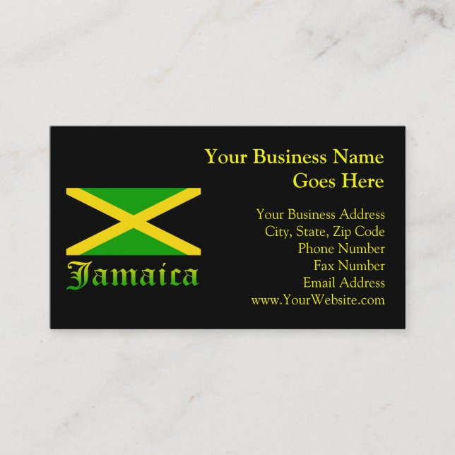 Carte De Visite Drapeau de la Jamaïque, Noir, Vert et Jaune (Devant)