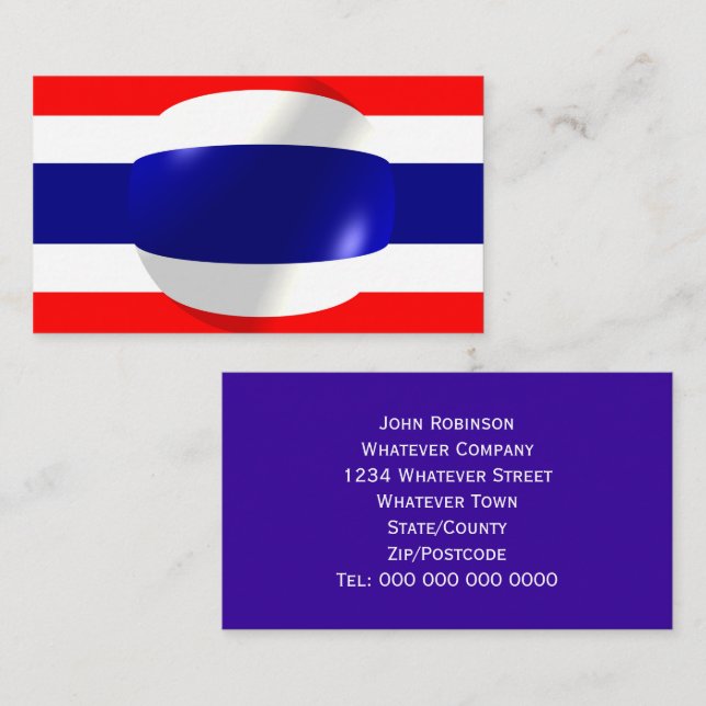 Carte De Visite Drapeau de la Thaïlande (Devant / Derrière)